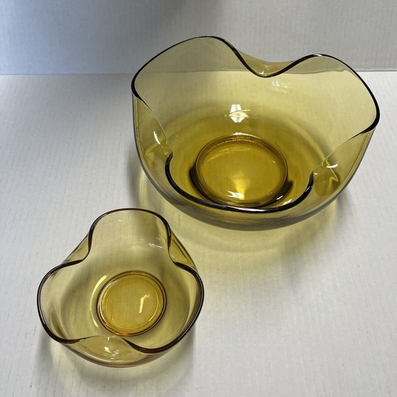 Anchor Hocking Dining Anchor Hocking Set 2 Amber Glass Chip And Dip